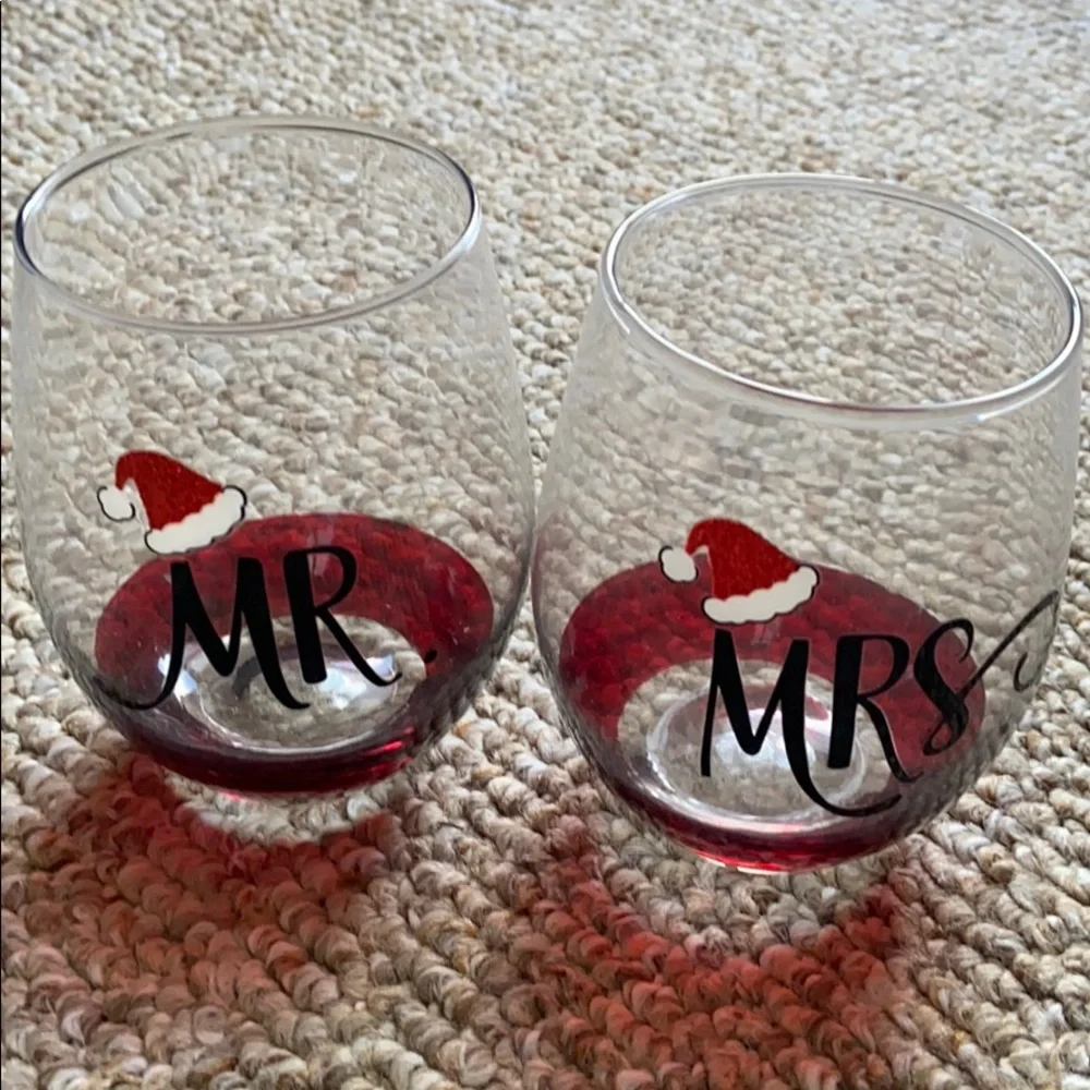 Mr. and Mrs. Santa Wine Glasses